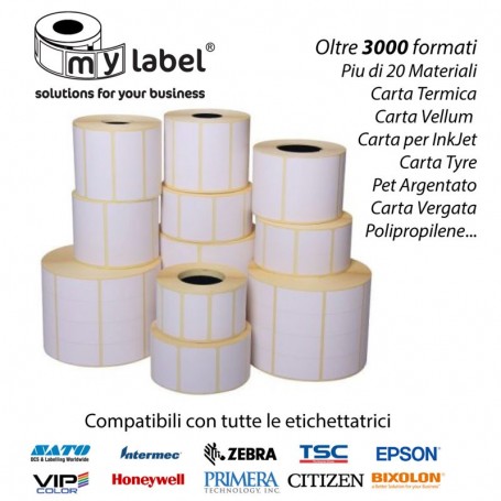 ROTOLO DA 2500 ETICHETTE ADESIVE MM 50X30 TERMICHE 1 PISTA FORO 40