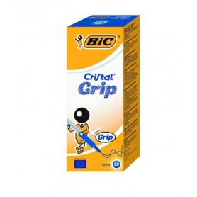 PENNA BIC CRISTAL GRIP BLU - PUNTA MEDIA 1.0 MM CONFEZIONE 20 PZ