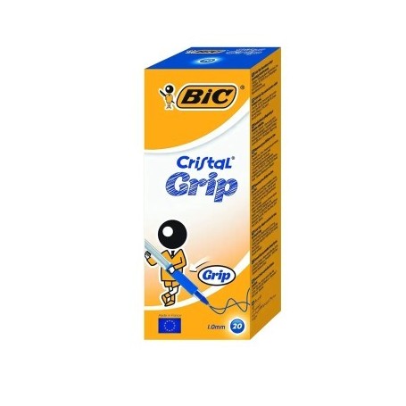PENNA BIC CRISTAL GRIP BLU - PUNTA MEDIA 1.0 MM CONFEZIONE 20 PZ